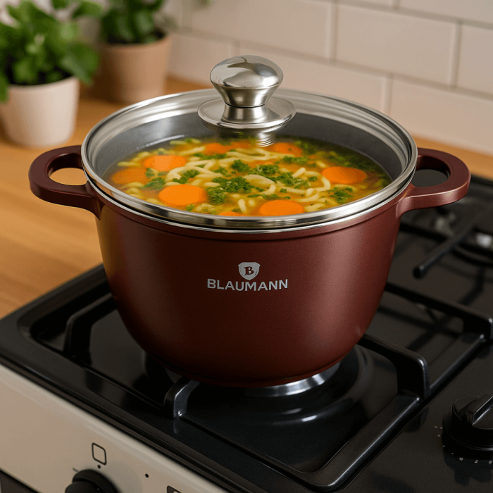 Blaumann Cerastone Oala Inalta cu Capac Aluminiu Turnat Interior Ceramic 14L 32x22cm [2]