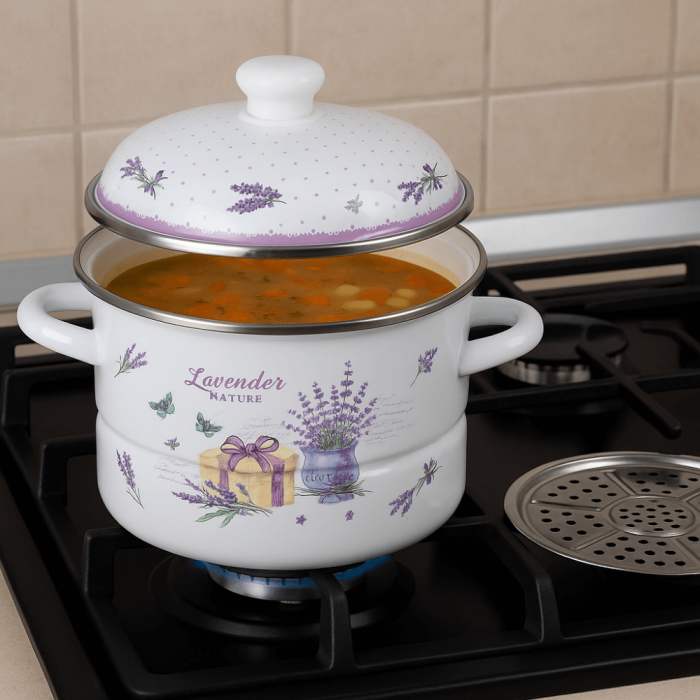 Oala emailata cu capac 24 cm 5 L Grunberg [3]