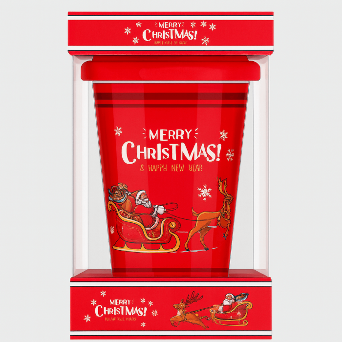 Pahar Ceramica Craciun 400 ml cu Capac Silicon  Oferta 1+1 Gratis [2]