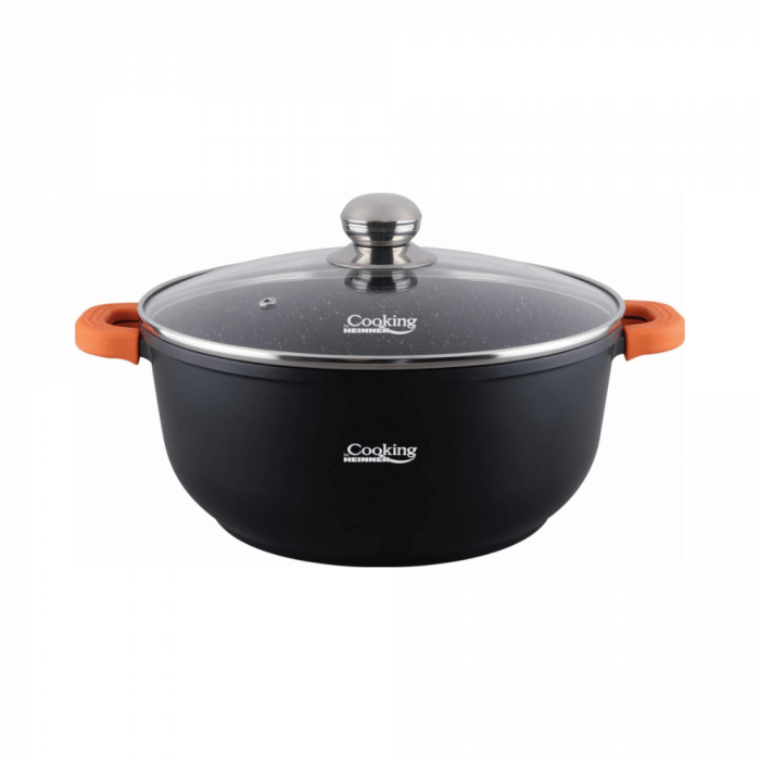 Semioala aluminiu turnat cu capac 24x11.5CM 4.4L DARK LINE inductie