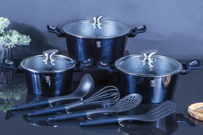 Set 10 piese oale marmorate BERLINGER HAUS, aluminiu forjat, antiaderent [3]