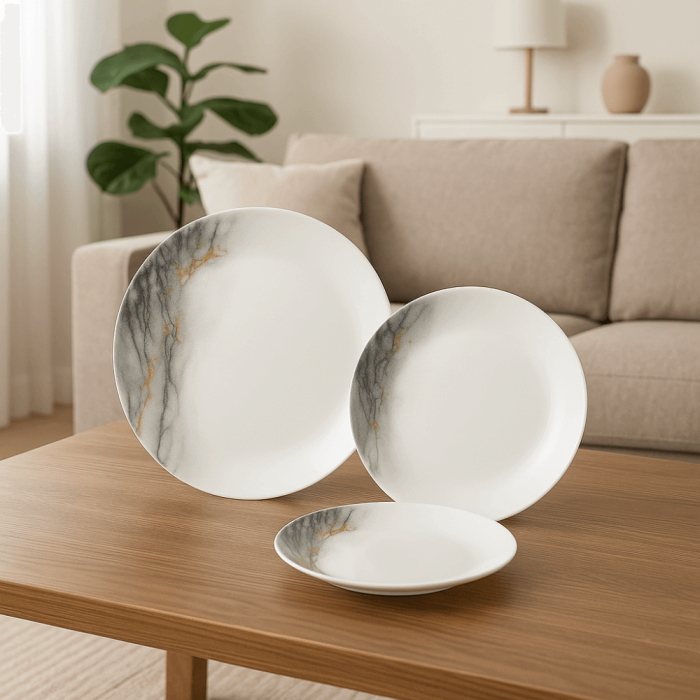 Set 18 Piese Veselă din Sticlă Opal Golden Marble [2]