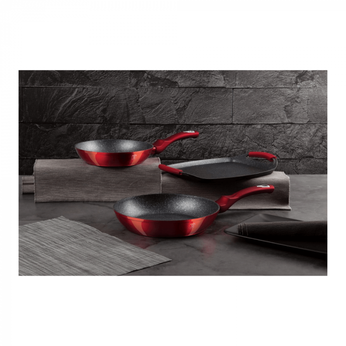 Set 3 piese tigăi și tavă grill BERLINGER HAUS, aluminiu forjat, manere silicon [3]