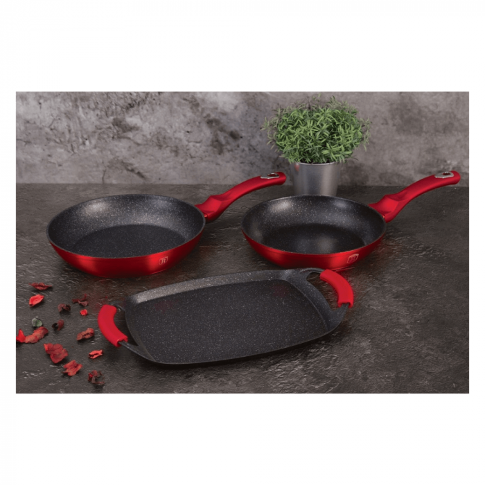 Set 3 piese tigăi și tavă grill BERLINGER HAUS, aluminiu forjat, manere silicon [2]