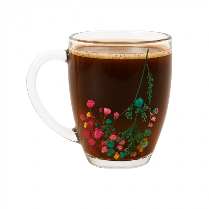 Set 4 Cani Cafea Sticla Perete Dublu Flori Uscate 250 ML