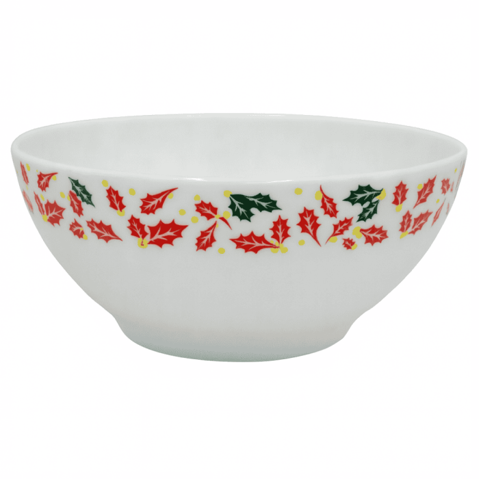 Set 6 Boluri Opal cu Decor Frunzulițe Roșii și Verzi 16.5 cm [3]