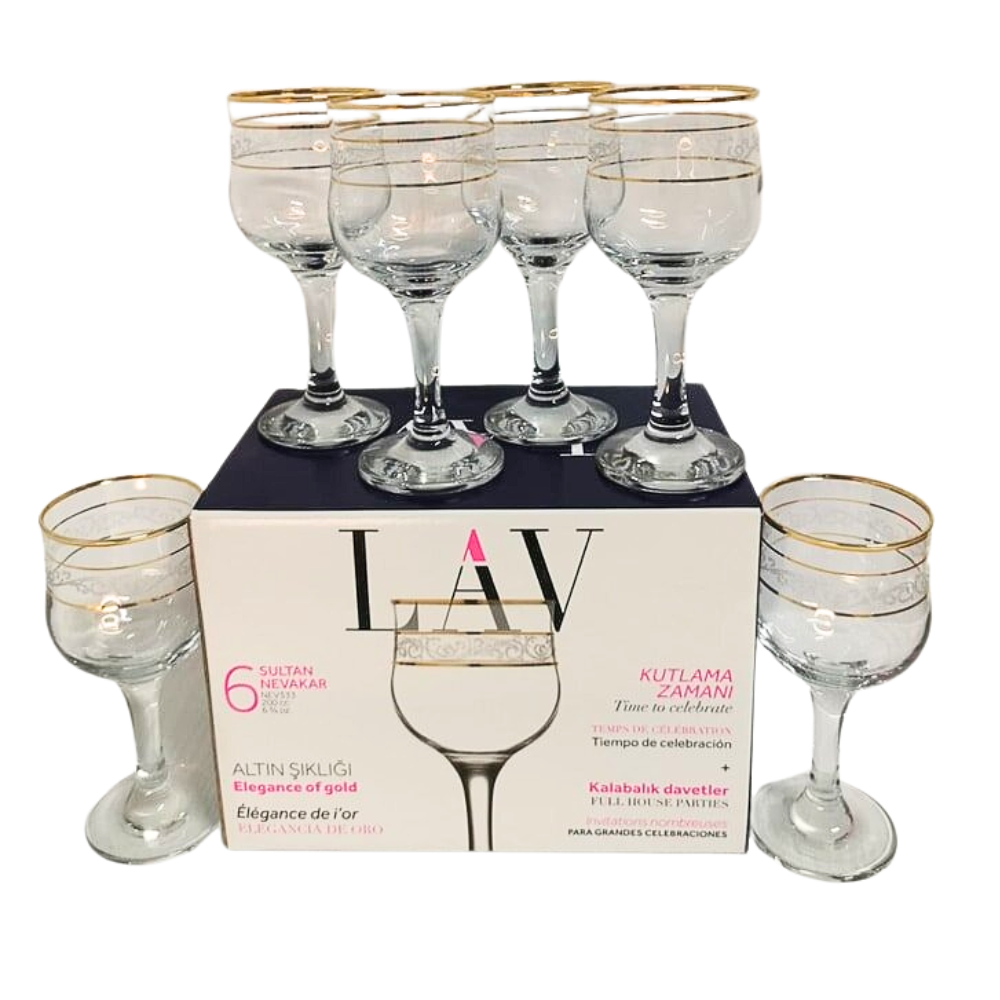 Set 6 pahare Lav Adora Gold cu picior aurii 300 ml [2]