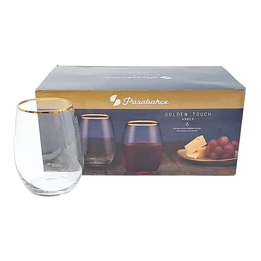 Set 6 Pahare Amber Golden Touch 570 ml Eleganta si Stil pentru Servirea Bauturilor