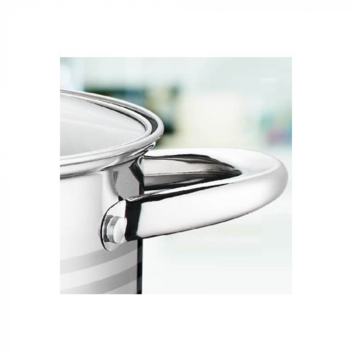 Set 6 piese – 3 oale din inox cu capace din sticlă termorezistentă, Grunberg [6]