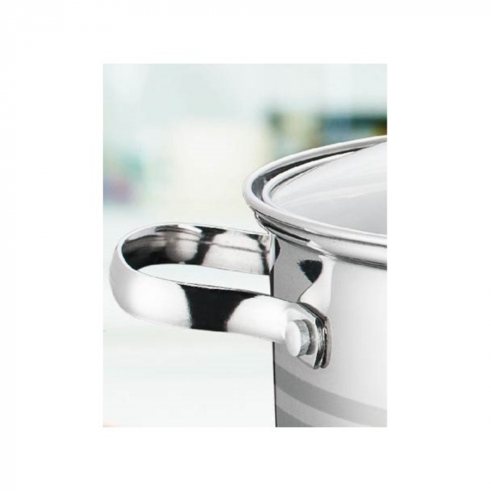 Set 6 piese – 3 oale din inox cu capace din sticlă termorezistentă, Grunberg [2]