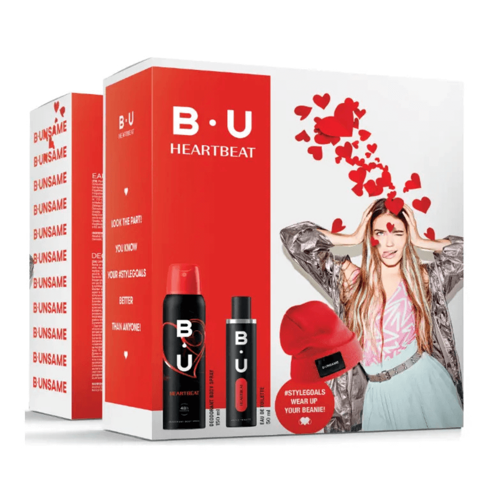 Set Cadou B.U. Heartbeat Apa de Parfum 50 ml + Deodorant Spray 150 ml + Caciula Cadou