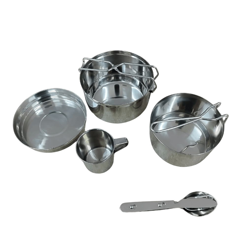 Set Camping 2 Oale + Cană + Farfurie + Tacâmuri – Echipament Compact și Practic pentru Drumeții [2]