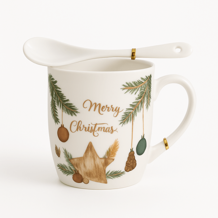 Set Cană Linguriță și Farfurie cu Design Crăciun [2]