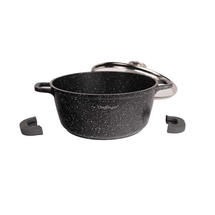 Set Cheffinger 3 Oale Marmorate 20-24-28cm Capace Sticla Termorezistenta [3]