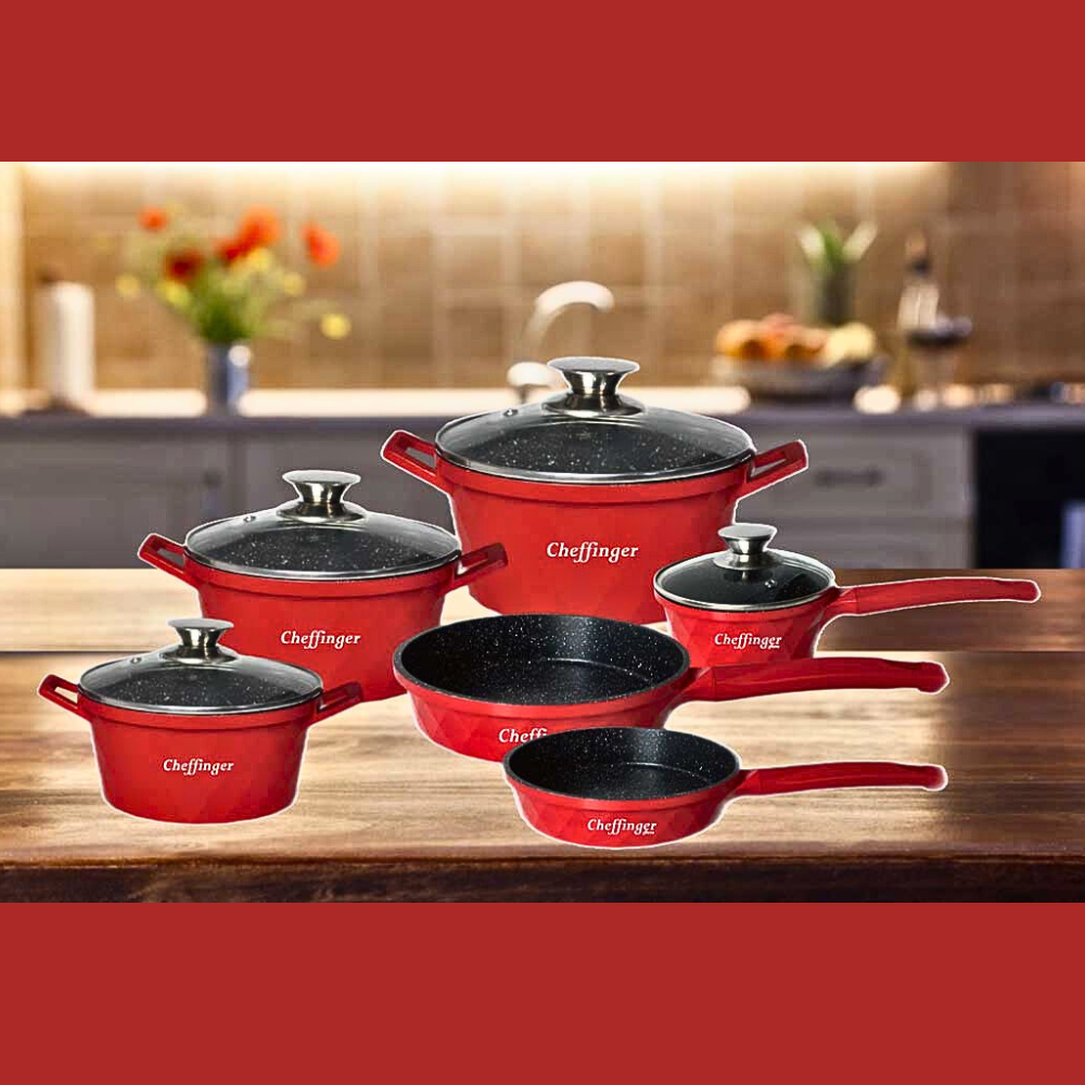 Set Cratițe 6 Piese Cheffinger Diamond  Acoperire cu marmură [2]