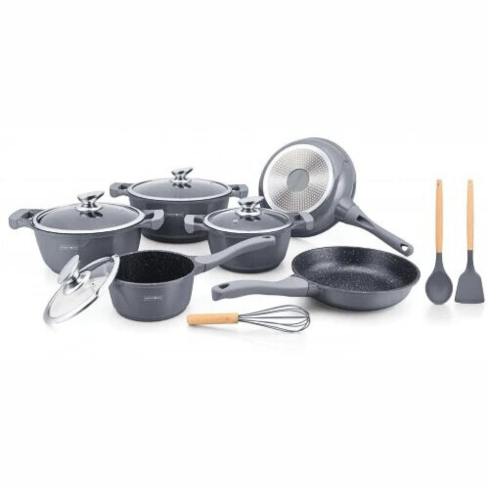 Set de oale si tigai 10 piese cu manere detasabile Silver