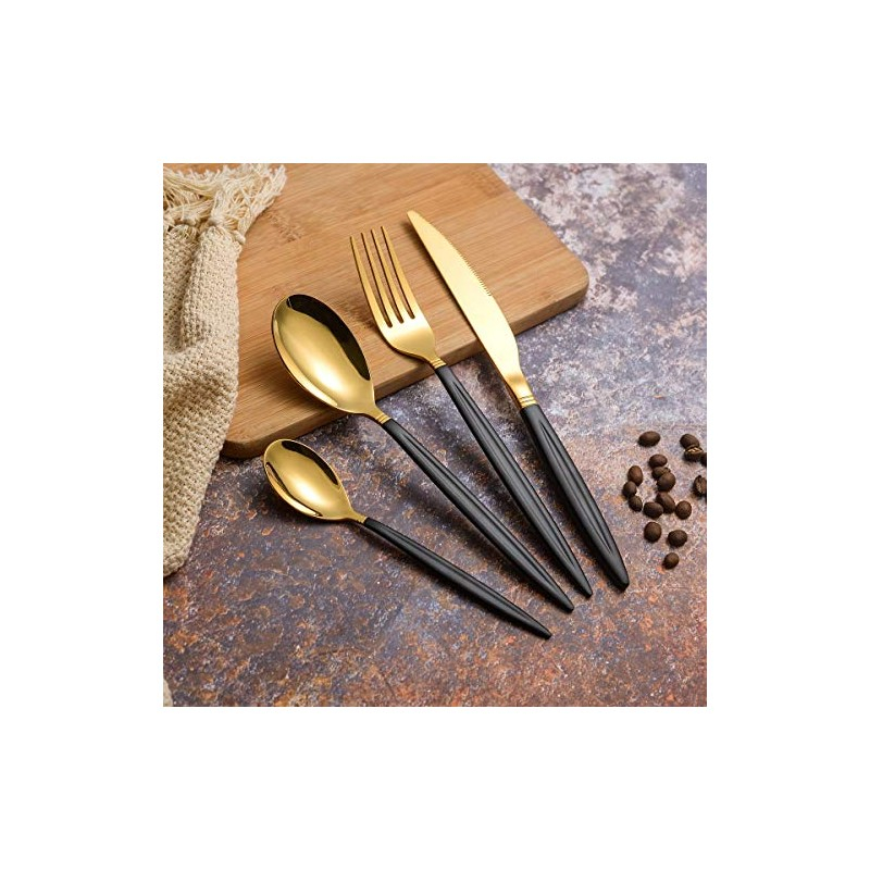 Set Tacâmuri din Inox 24 Piese Grunberg Auriu + Negru [4]