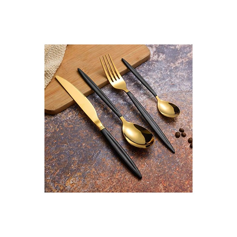 Set Tacâmuri din Inox 24 Piese Grunberg Auriu + Negru [5]