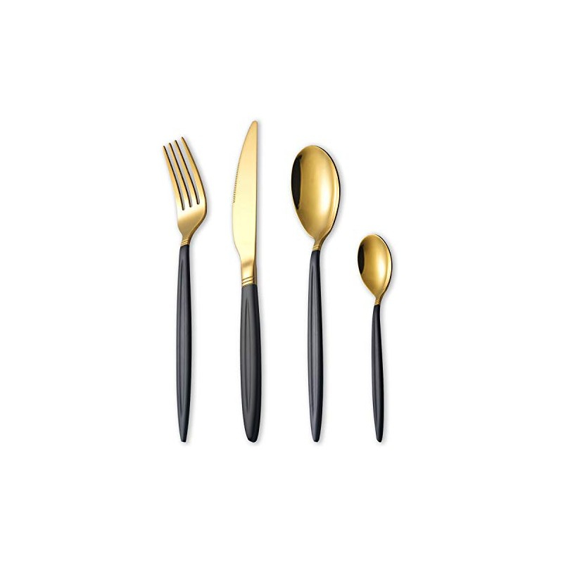 Set Tacâmuri din Inox 24 Piese Grunberg Auriu + Negru [7]