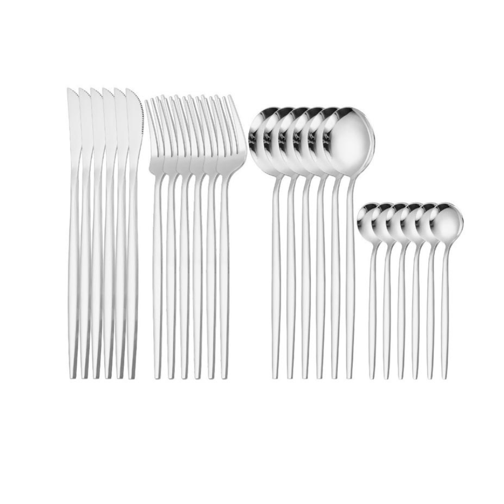 Set Tacâmuri din Inox 24 Piese Silver Premium German [2]