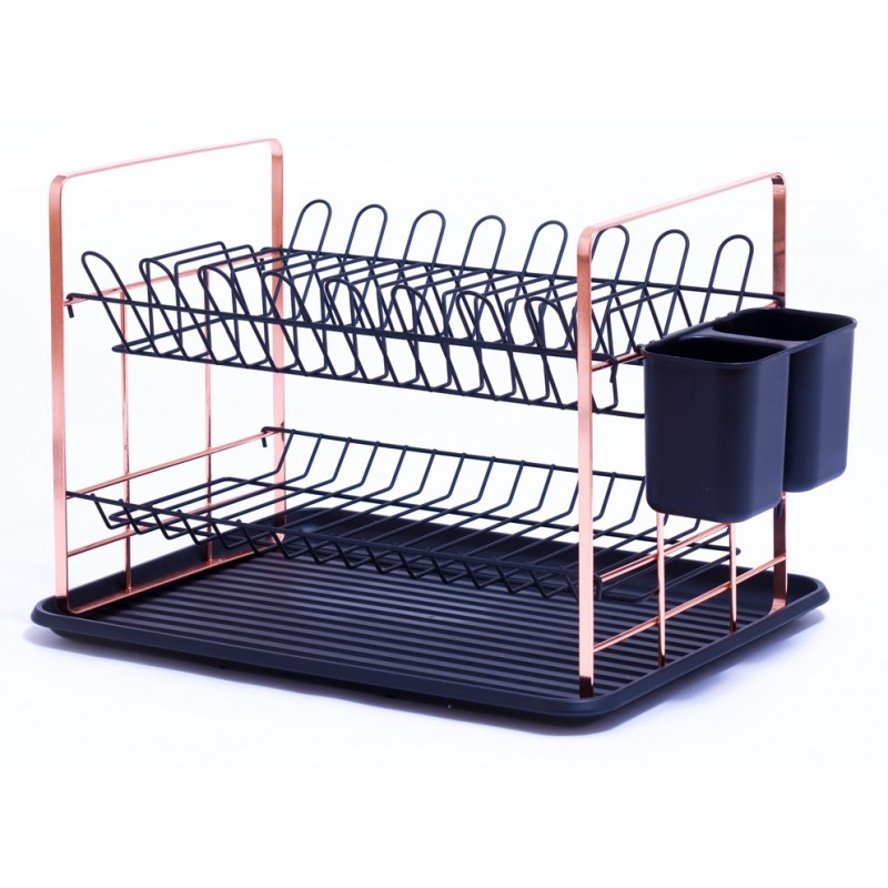Suport vase cromat finisaj mat cu tava din plastic si suport tacamuri 48x32x29 cm [5]