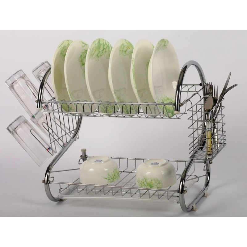 Suport vase cromat cu tava din plastic si suport tacamuri 40.50x25x37.50 cm [2]