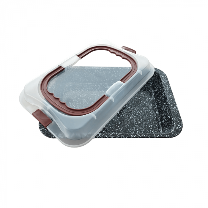 Tava Inalta de Copt Ceramica Blaumann Cerastone cu Capac din Plastic, 36x24,5x5,5 cm ,   Eleganta si Functionalitate in Bucataria Ta