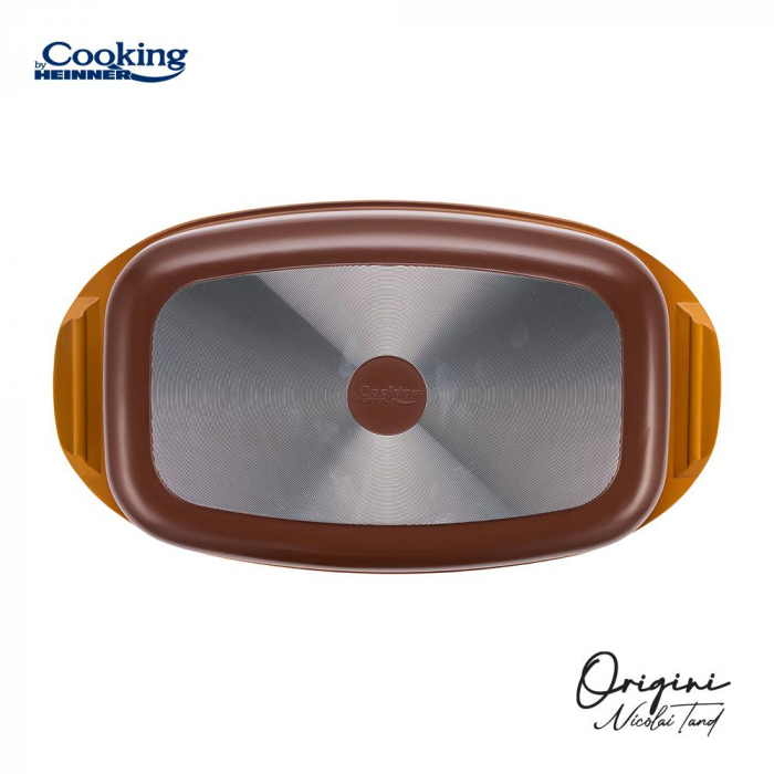Tava Roaster Aluminiu Turnat 5.3L cu Capac 39x22.5 cm Interior Ceramica [6]