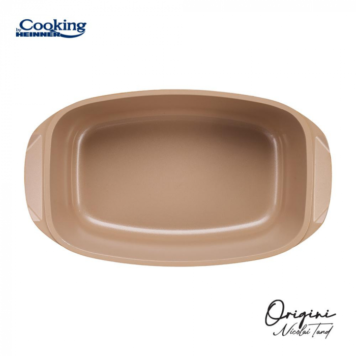 Tava Roaster Aluminiu Turnat 5.3L cu Capac 39x22.5 cm Interior Ceramica [7]