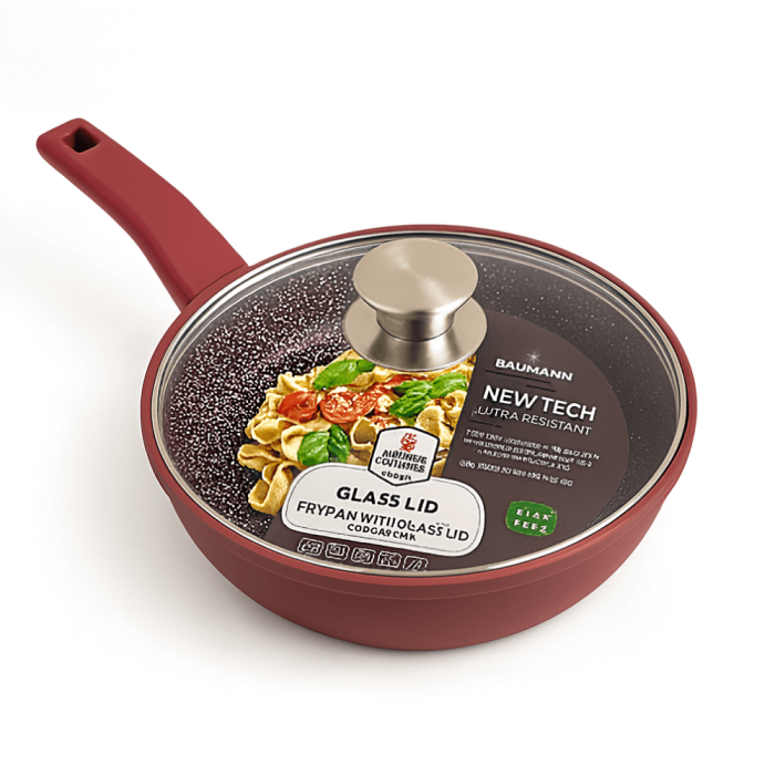 Tigaie Blaumann Cerastone 28x5.8 cm 3.2 L cu Capac 3 Straturi Ceramică Aluminiu Turnat Compatibilă cu Inducție [1]