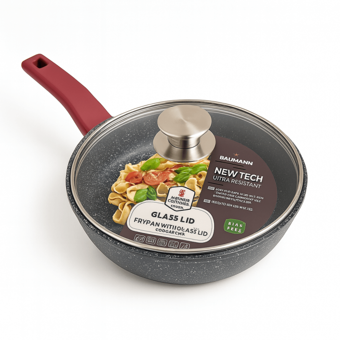 Tigaie Blaumann Cerastone 28x5.8 cm 3.2 L cu Capac 3 Straturi Ceramică Aluminiu Turnat Compatibilă cu Inducție [1]
