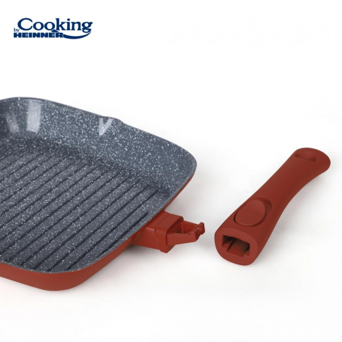 Tigaie Grill Heinner  cu Capac 24 cm din Aluminiu Turnat Inductie [4]