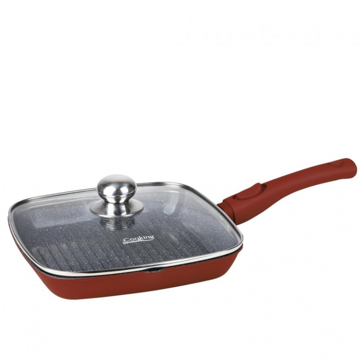 Tigaie Grill Heinner  cu Capac 28 cm din Aluminiu Turnat Inductie