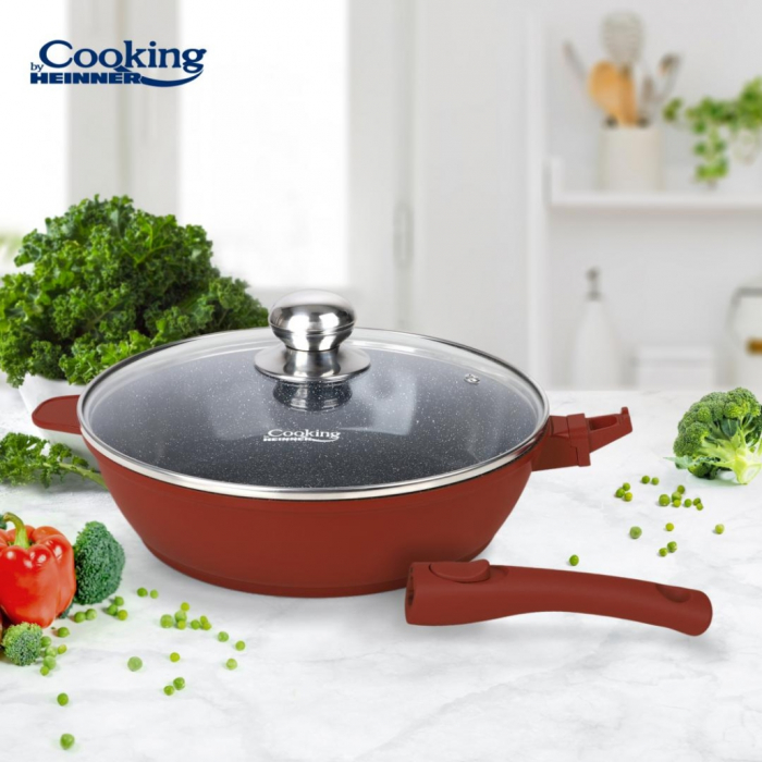 Tigaie Adanca Heinner Calabria 26 cm din Aluminiu cu Capac și Mâner Detașabil [2]