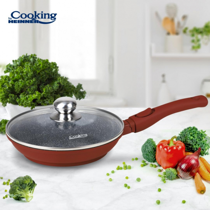 Tigaie Heinner Calabria 24 cm din Aluminiu cu Capac și Mâner Detașabil [2]