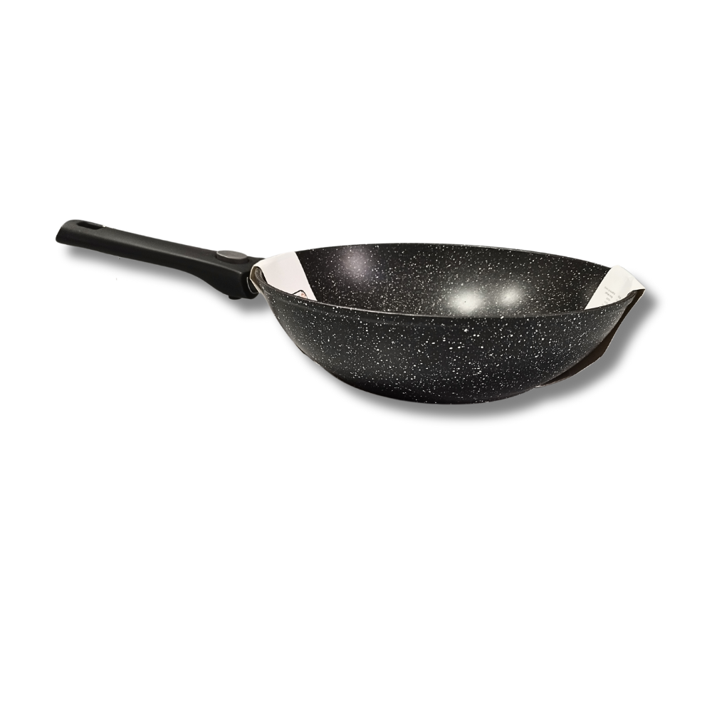 Tigaie Wok 28 cm cu Mâner Detașabil Acoperire cu Marmură și Buton pentru Aromă, Compatibilă Gaz Electric Halogen Ceramic și Inducție [2]