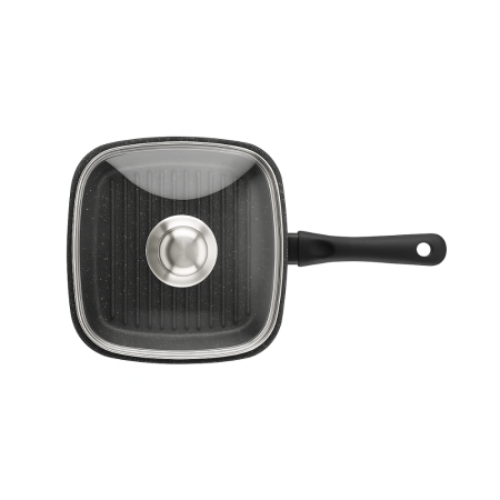 Tigaie Edenberg Grill 28 cm Acoperire Marmura Aluminiu Presat Cu Capac De Sticla [2]