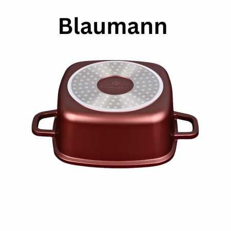 Blaumann Cerastone Cratita Marmorata Patrata Tip Roaster cu Capac Sticla 2.8L 20x9cm [2]
