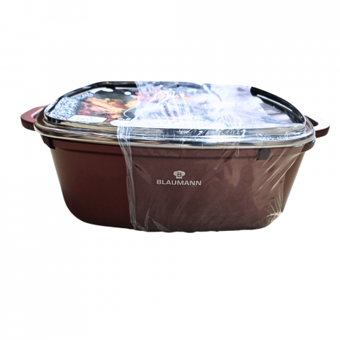 Blaumann Cerastone Cratiță Pătrată Ceramică cu Capac din Sticlă 28x11cm 6,5L Tip Roaster cu Sistem Aroma Knob [3]