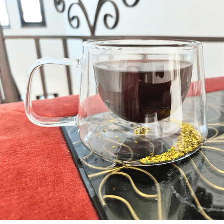 Cană din Sticlă cu Perete Dublu, 180ml – Design Elegant cu Confetti în Interior [2]