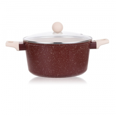 Oale si Cratite - Cratiță din aluminiu Grunberg, 4.3L, 24x11.8 cm, cu capac din sticlă termorezistentă, interior antiaderent, compatibilă cu toate sursele de căldură