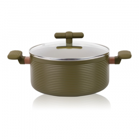 Oale si Cratite - Cratiță din aluminiu Grunberg, 4.3L, 24x11 cm, interior antiaderent, capac din sticlă termorezistentă