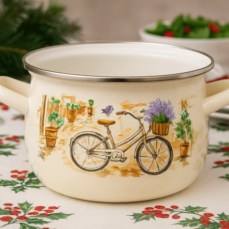 Cratiță Grunberg Emailată Cu Capac 18 Cm 2.1L [1]