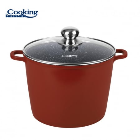 Oale si Cratite - Heinner oală aluminiu cu acoperire din ceramică cu capac din sticlă interior exterior din ceramică aluminiu turnat 24x18cm 8,2l