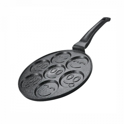 Tigai - Herzberg Tigaie pentru Clătite / 26 cm / Acoperire cu Marmură / Design Smiley Emoji