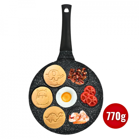 Herzberg Tigaie pentru Clătite / 26 cm / Acoperire cu Marmură / 7 Animale [3]