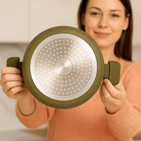 Oala aluminiu cu capac sticla antiaderenta compatibila inductie 5.6L [1]
