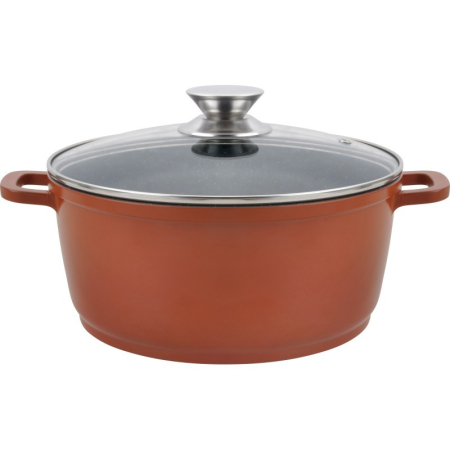 Oale si Cratite - Cratiță Grunberg Aluminiu Tip Tuci Ceramică Marmorată Cu Capac Sticlă 20 Cm 2.3L
