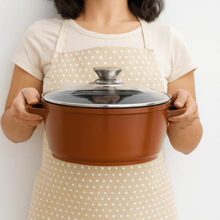 Cratiță Grunberg Aluminiu Tip Tuci Ceramică Marmorată Cu Capac Sticlă 20 Cm 2.3L [1]