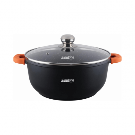 Oale si Cratite - Semioala aluminiu turnat cu capac 24x11.5CM 4.4L DARK LINE inductie